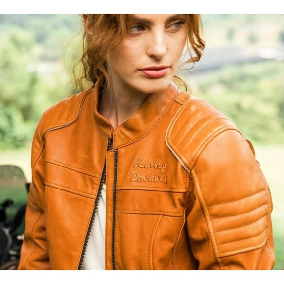 NEW Harley Davidson Pursuit Triple Vented Brown Leather Motorcycle Jacket S